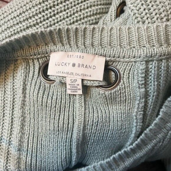 Lucky Brand Mint Green Chunky Knit Lace Up Sweater Size S - Picture 3 of 9